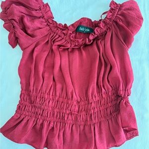 Fab'rik red Ruffled Women's Top